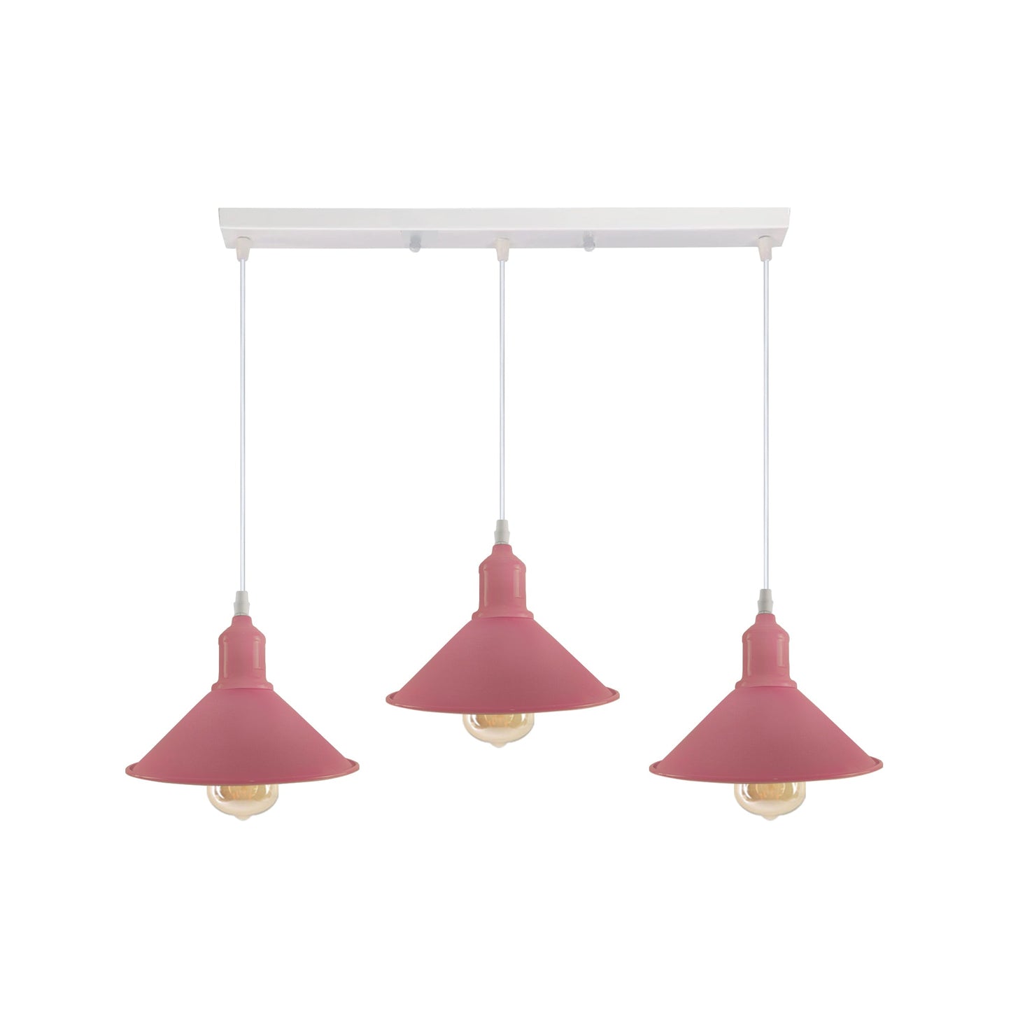Industrial Vintage Loft Kitchen Bar 3 Lights Fittings Ceiling Cone Metal E27