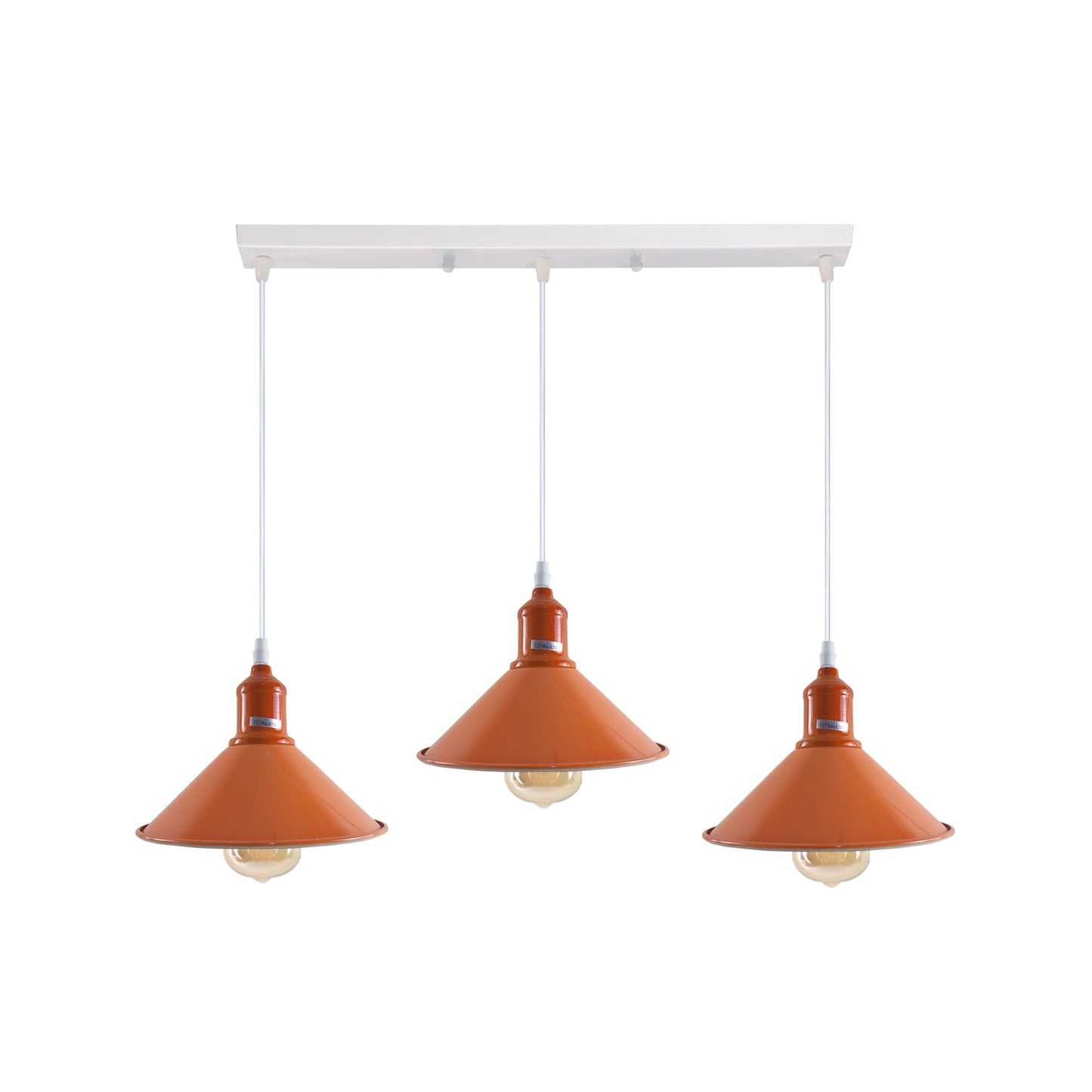 Industrial Vintage Loft Kitchen Bar 3 Lights Fittings Ceiling Cone Metal E27
