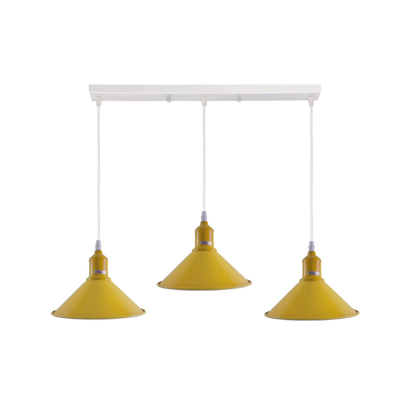 Industrial Vintage Loft Kitchen Bar 3 Lights Fittings Ceiling Cone Metal E27