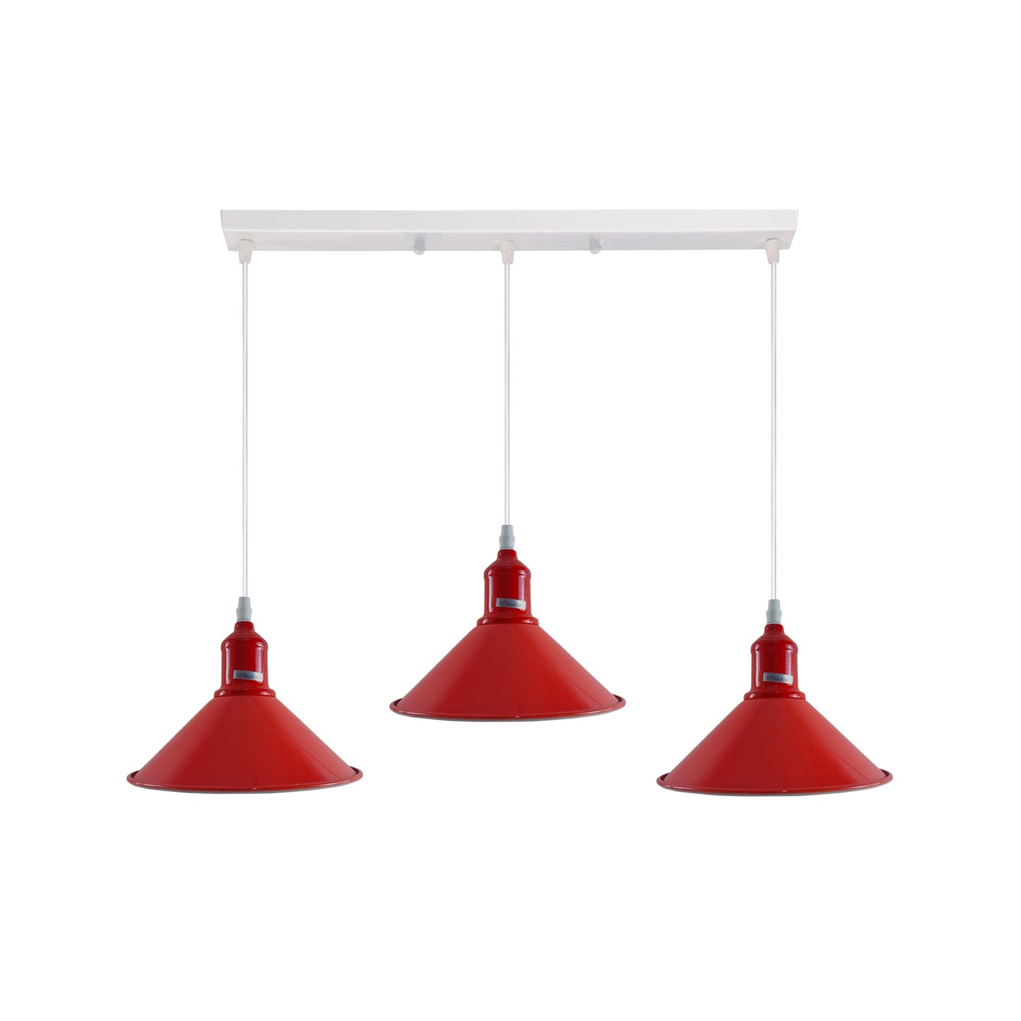 Industrial Vintage Loft Kitchen Bar 3 Lights Fittings Ceiling Cone Metal E27