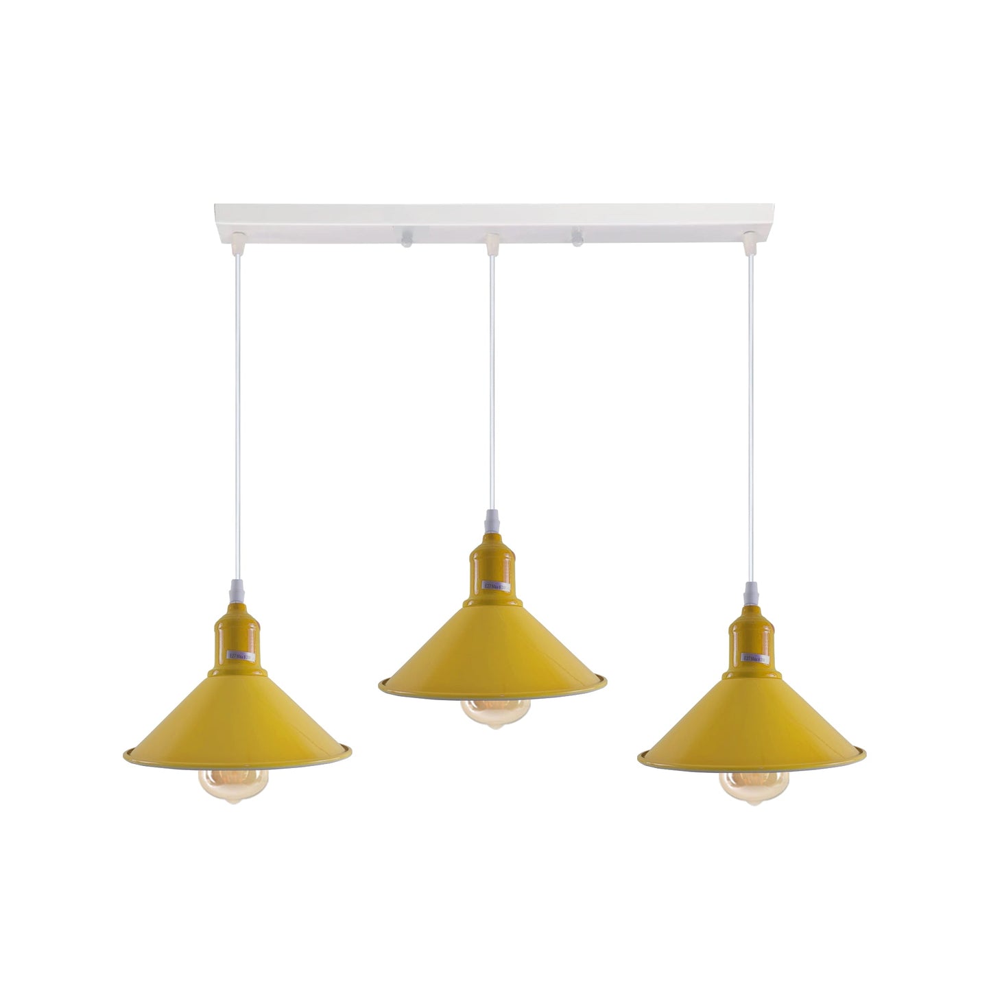 Industrial Vintage Loft Kitchen Bar 3 Lights Fittings Ceiling Cone Metal E27