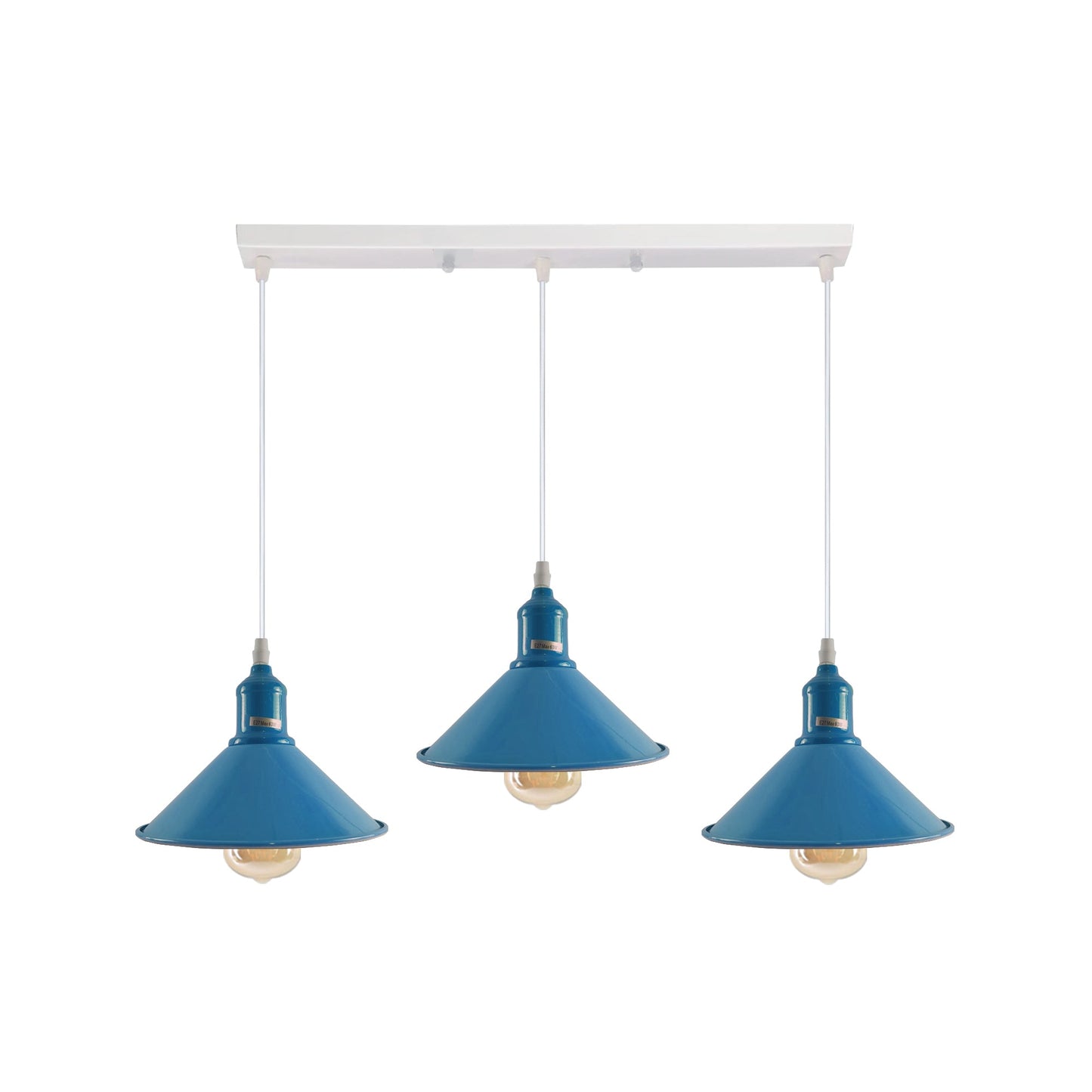 Industrial Vintage Loft Kitchen Bar 3 Lights Fittings Ceiling Cone Metal E27