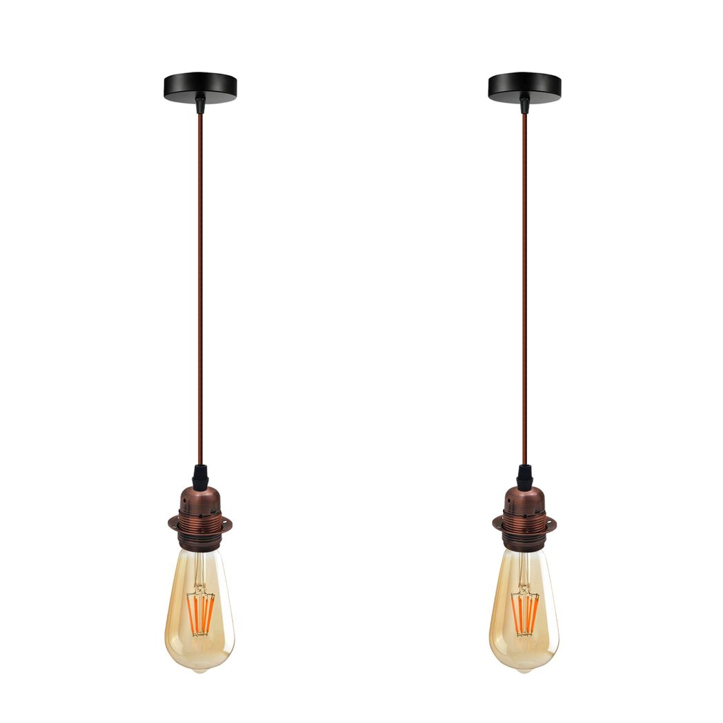 2 Pack Vintage Industrial Pendant Light,lampshade E27 UK Holder Fitting  Set