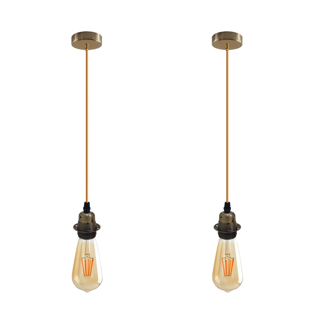 2 Pack Vintage Industrial Pendant Light,lampshade E27 UK Holder Fitting  Set