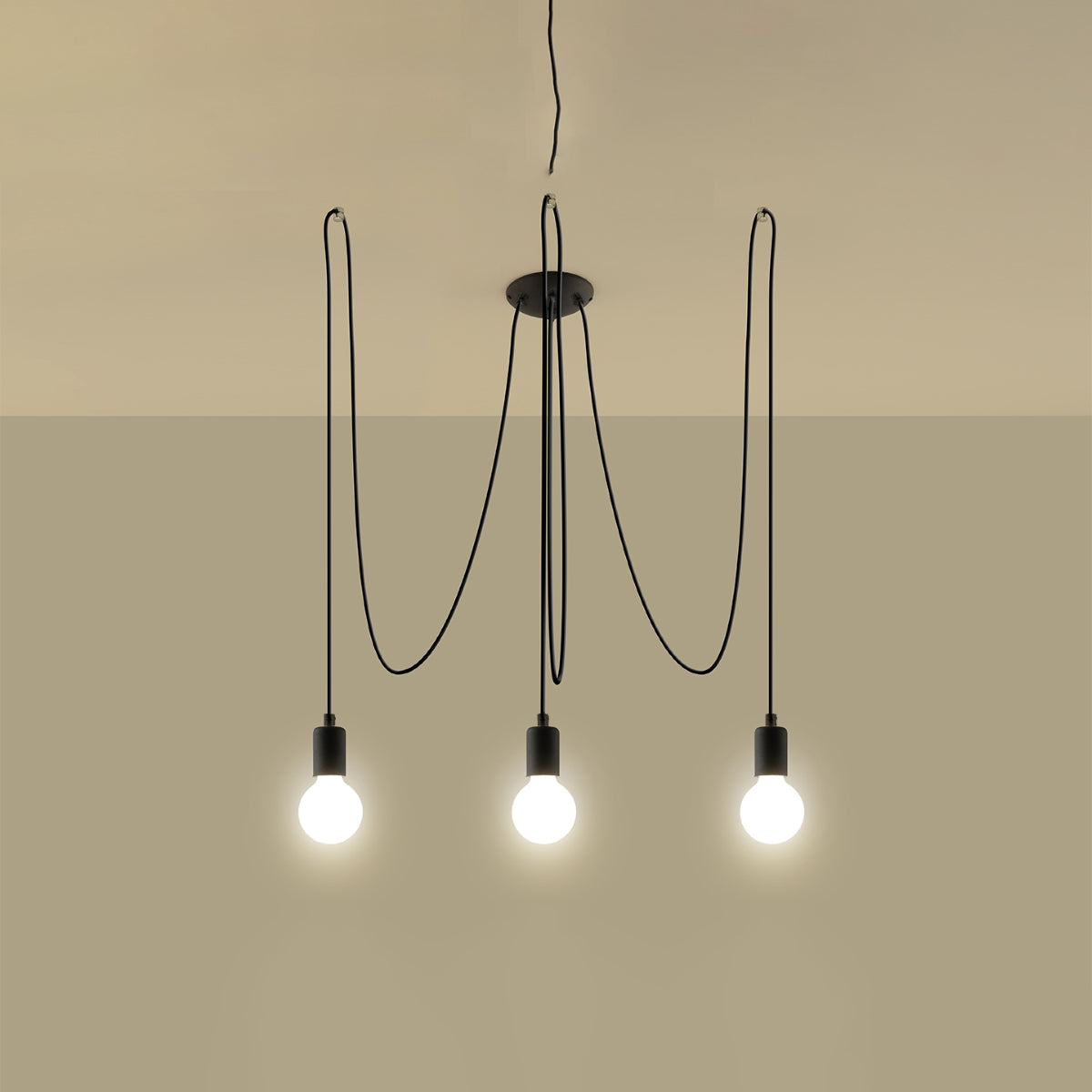 Chandelier fabric, steel Edison loft Design E27
