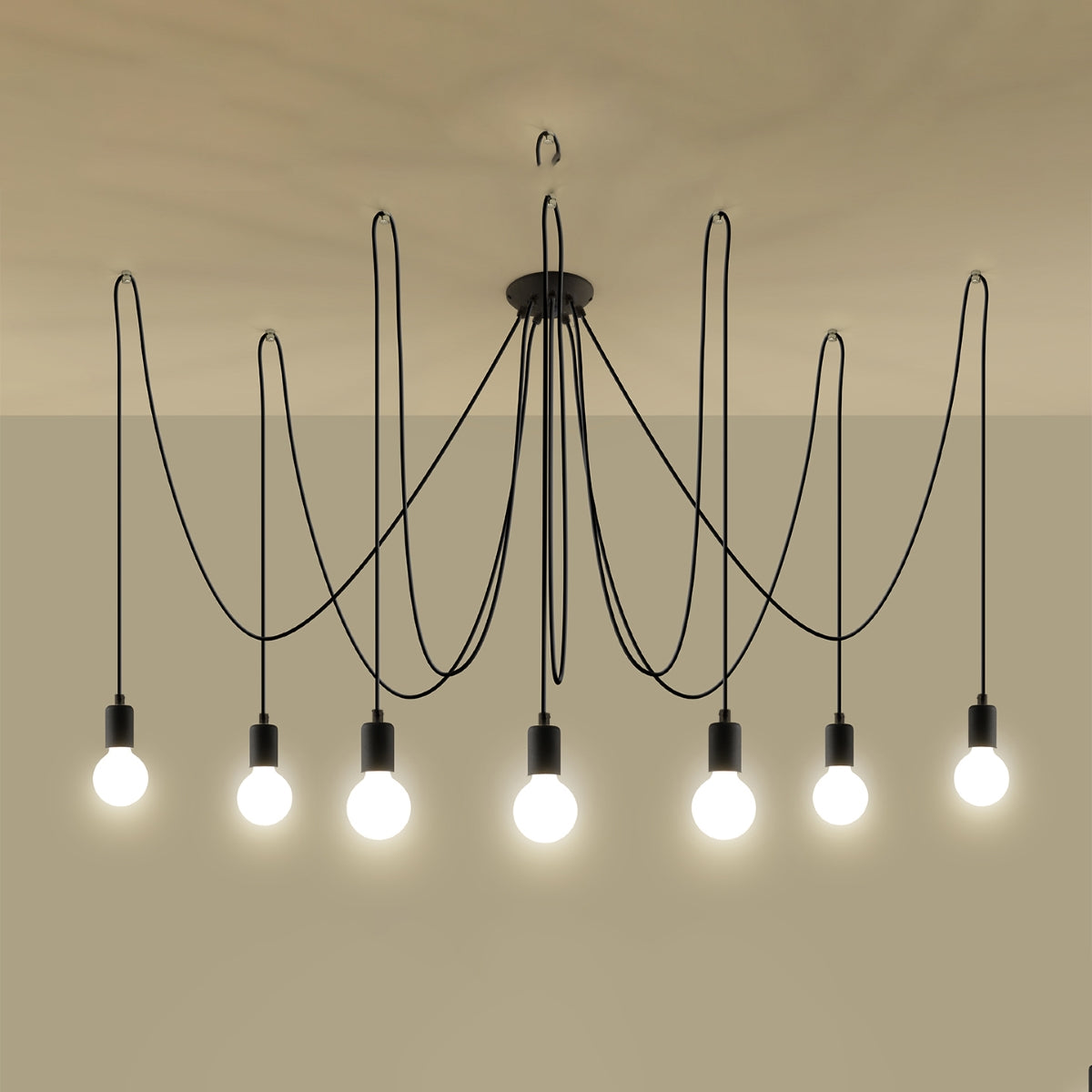 Edison Fabric & Steel Black 7 Light Classic Chandelier