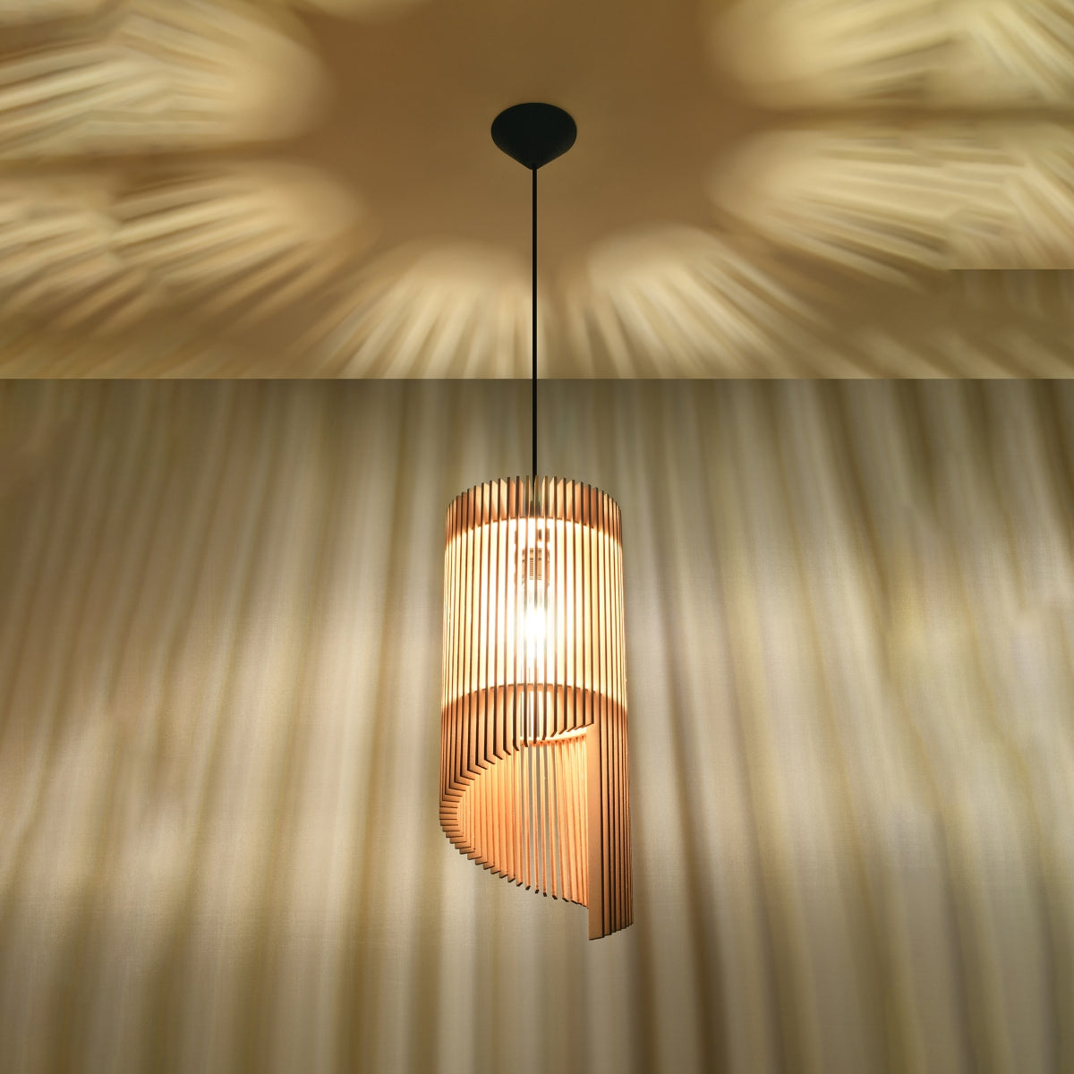 Alexia Wood Natural 1 Light Classic Pendant Ceiling Light