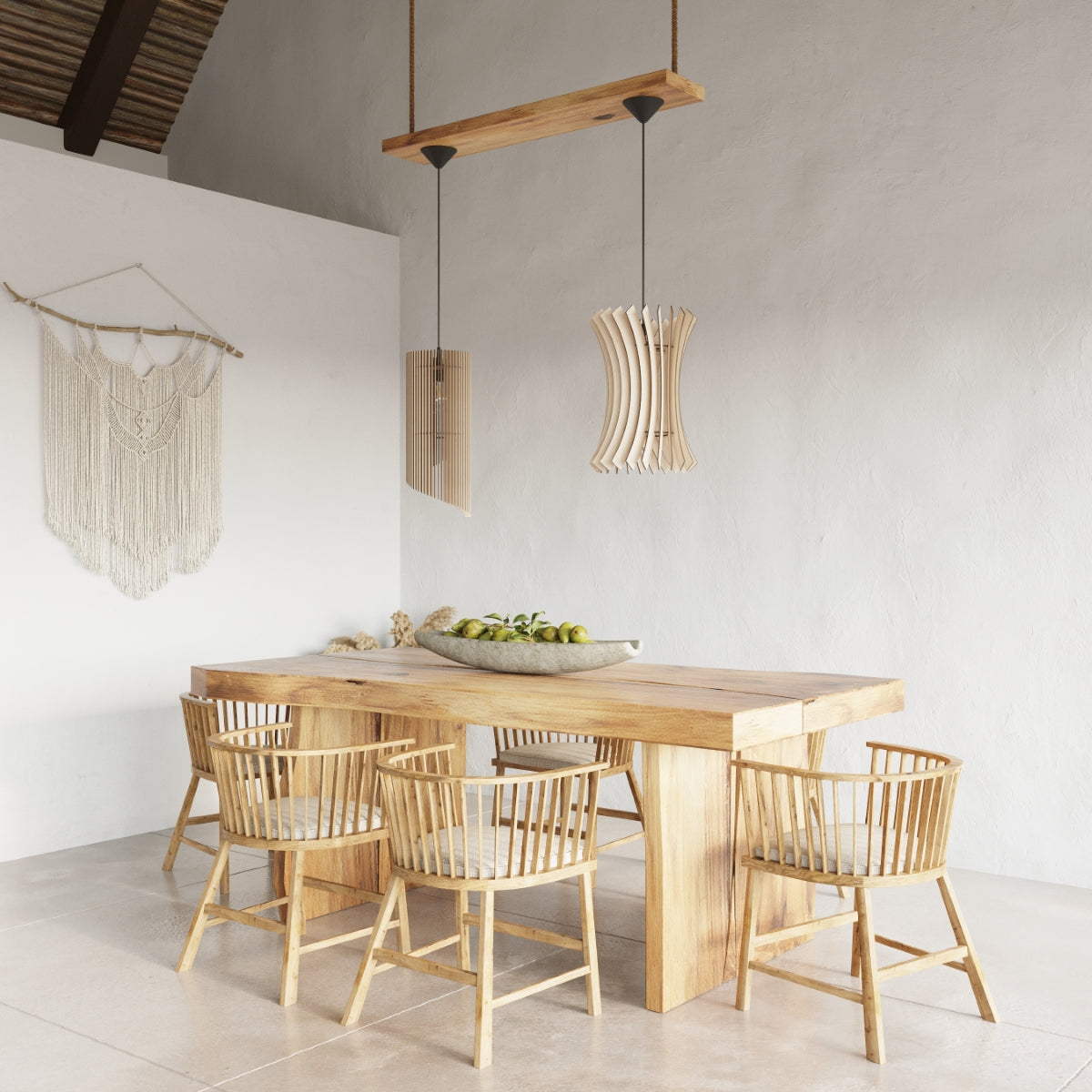 Alexia Wood Natural 1 Light Classic Pendant Ceiling Light