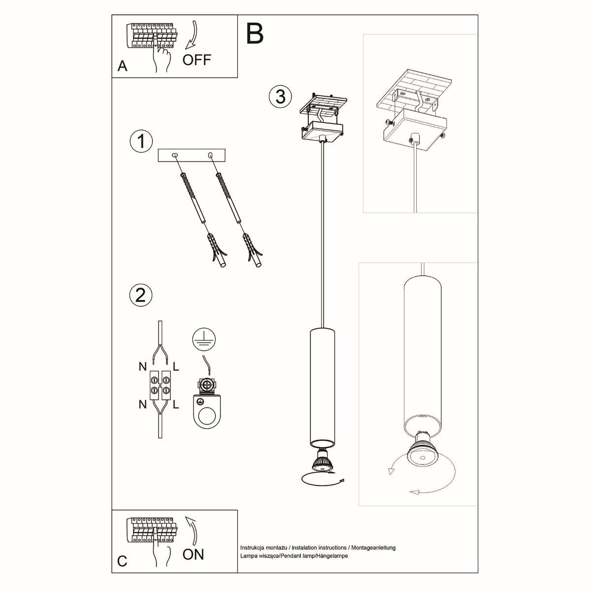 Pendant lamp wood Lino Scandinavian Design GU10