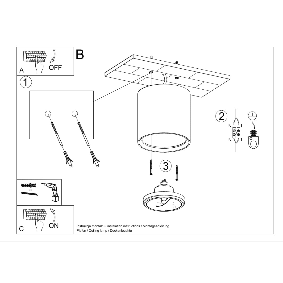 Kalu Ceramic White 1 Light Classic Ceiling Light
