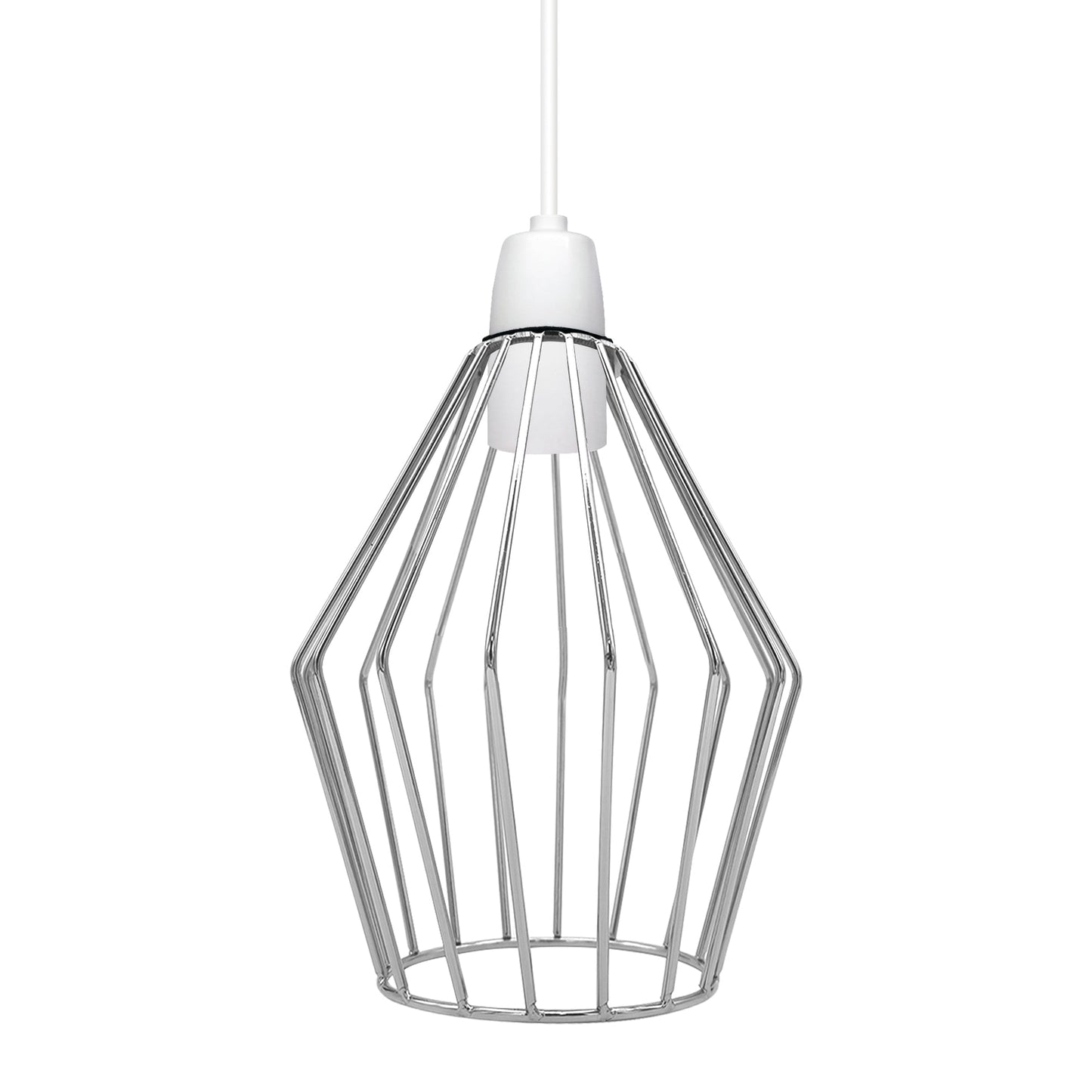 Modern Vintage Chrome Industrial Metal Rustic Lampshade Vintage Light Open Wire Frame cage Diamond Geometric Shape Lamp