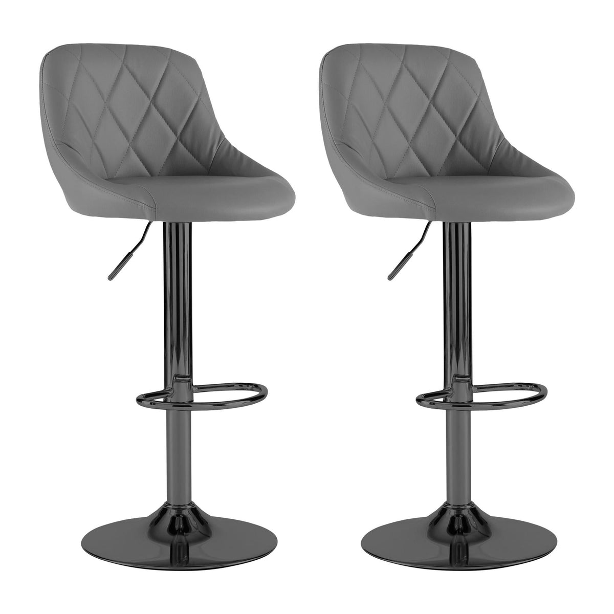 Neo Set of Two Dark Grey Leather Bar Stools