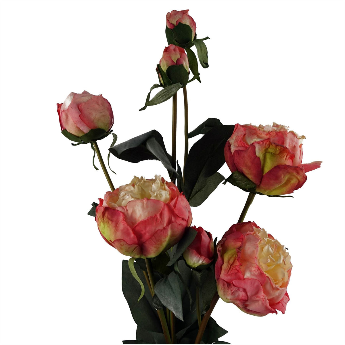 6 x 55cm Pink Peony Artificial Flower Stems - 24 flowers 18 buds