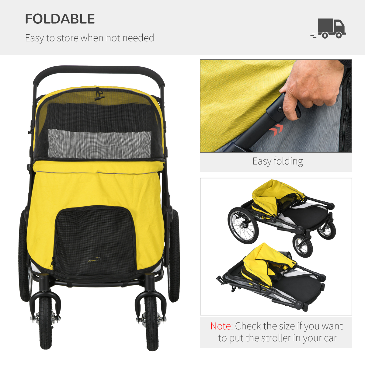 PawHut Pet Stroller Foldable Design with Cushion for M and L Dogs, Dark Green