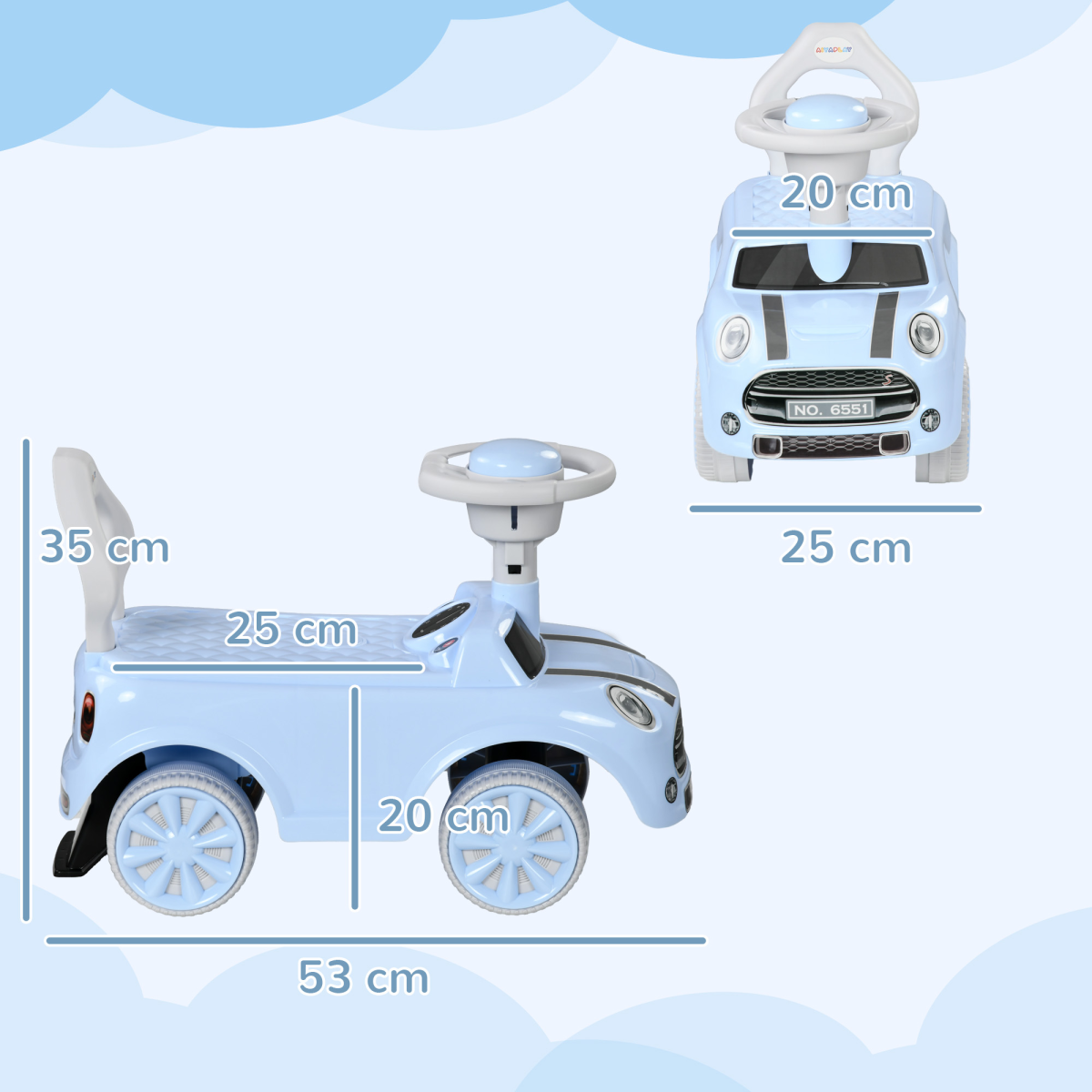 AIYAPLAY Ride On Car Foot To Floor Sliding Car w/ Air Horn