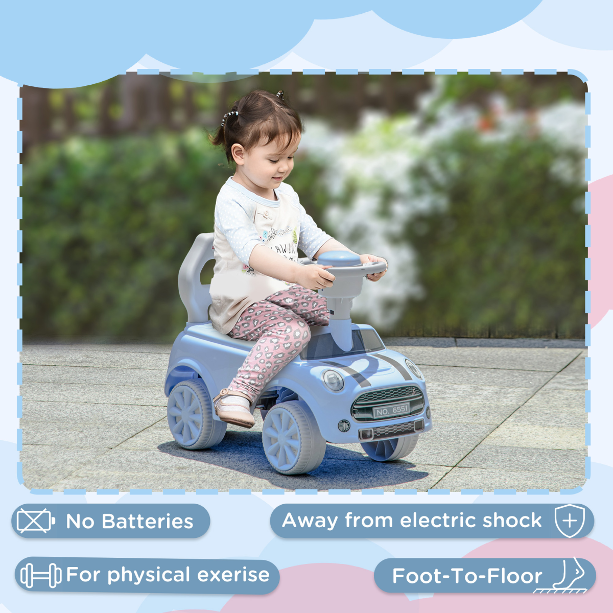 AIYAPLAY Ride On Car Foot To Floor Sliding Car w/ Air Horn