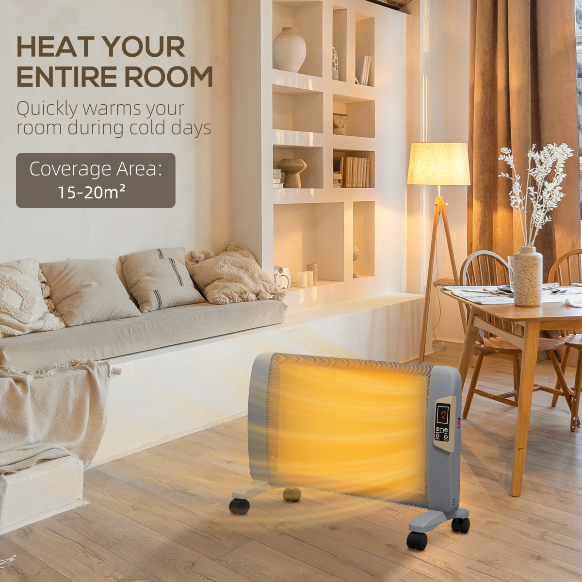 HOMCOM Mica Electric Space Heater, Portable Heater, 2 Heat Settings