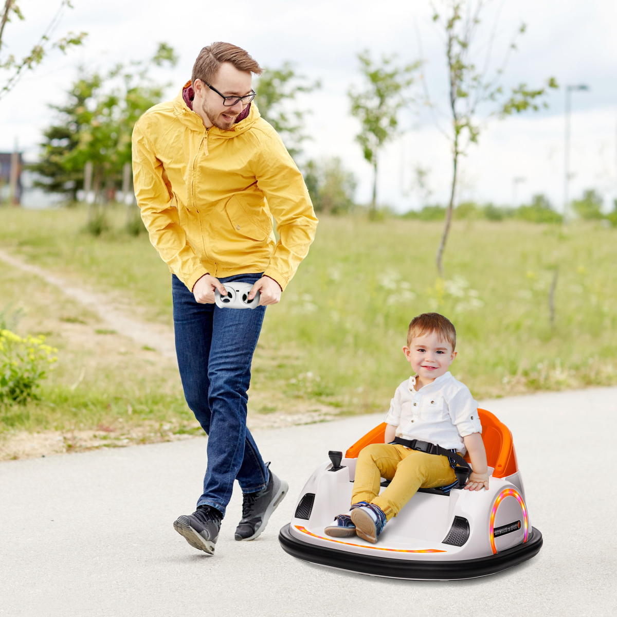 AIYAPLAY 360° Rotation 12V Kids Bumper Car w/ Remote Control