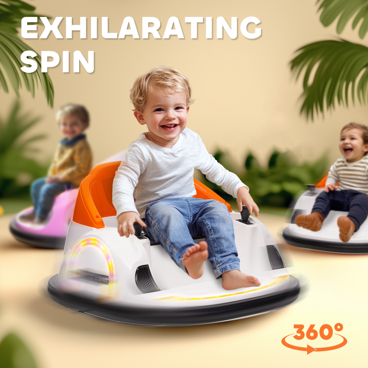 AIYAPLAY 360° Rotation 12V Kids Bumper Car w/ Remote Control