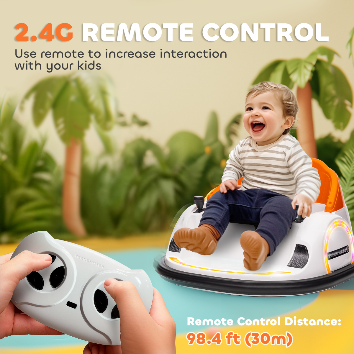 AIYAPLAY 360° Rotation 12V Kids Bumper Car w/ Remote Control