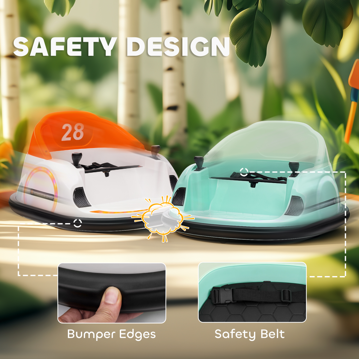 AIYAPLAY 360° Rotation 12V Kids Bumper Car w/ Remote Control