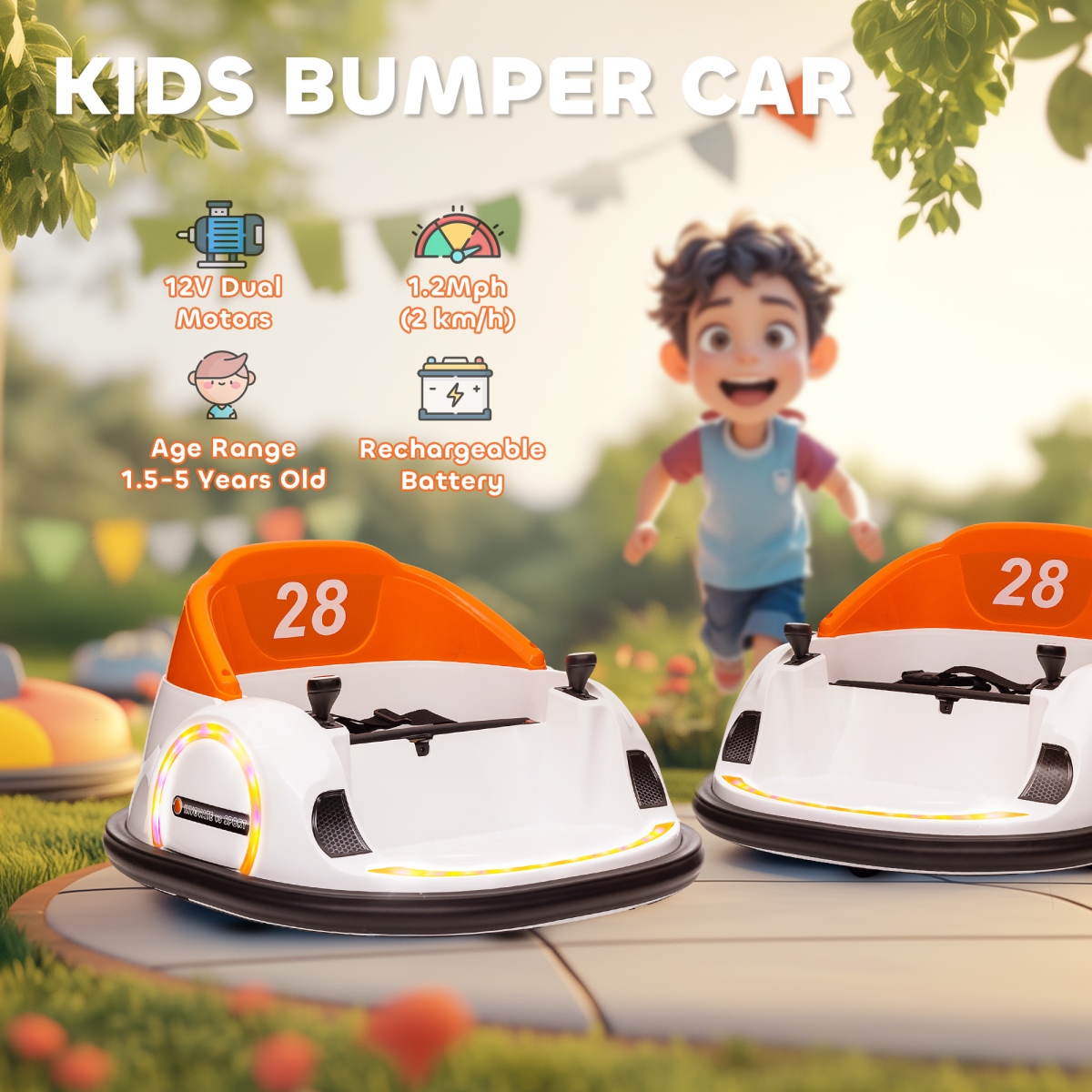 AIYAPLAY 360° Rotation 12V Kids Bumper Car w/ Remote Control