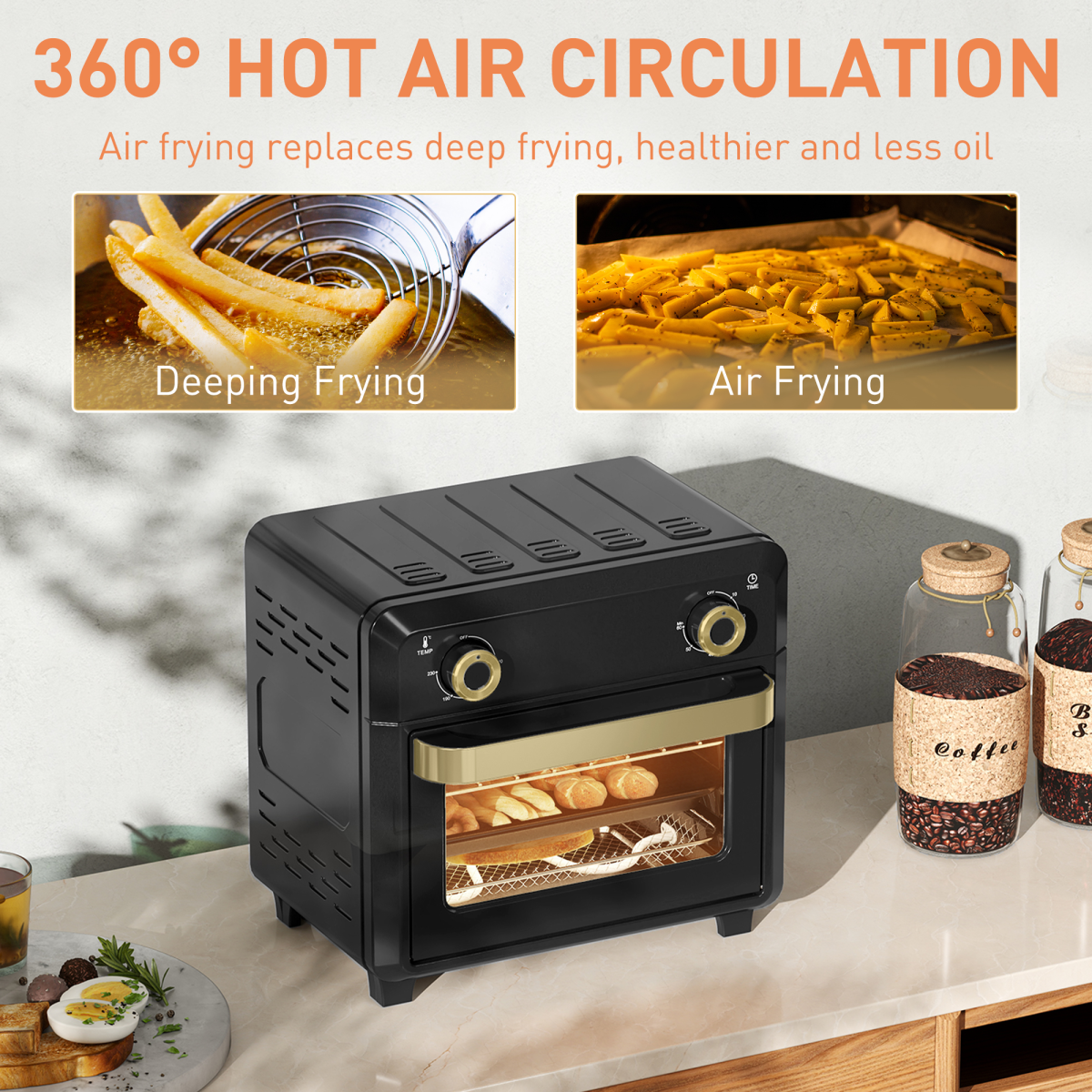 HOMCOM 10L Air Fryer Oven, Electric Oven, Grill, Roast, Bake, 1000W