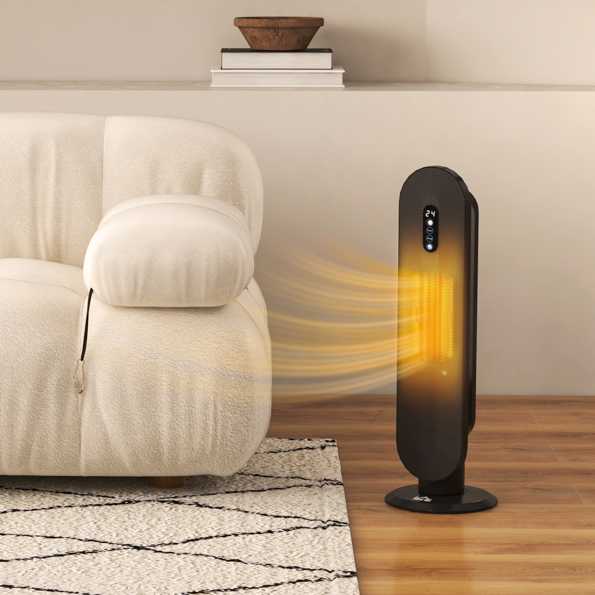 HOMCOM Ceramic Space Heater Tower Heater W/ 45° Oscillation