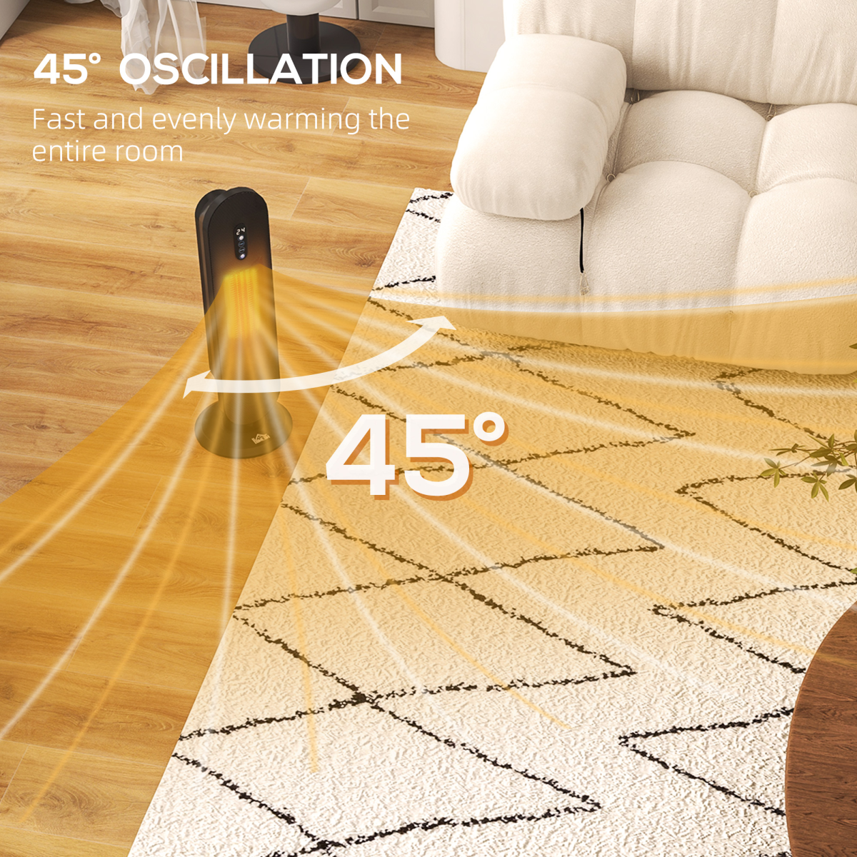 HOMCOM Ceramic Space Heater Tower Heater W/ 45° Oscillation