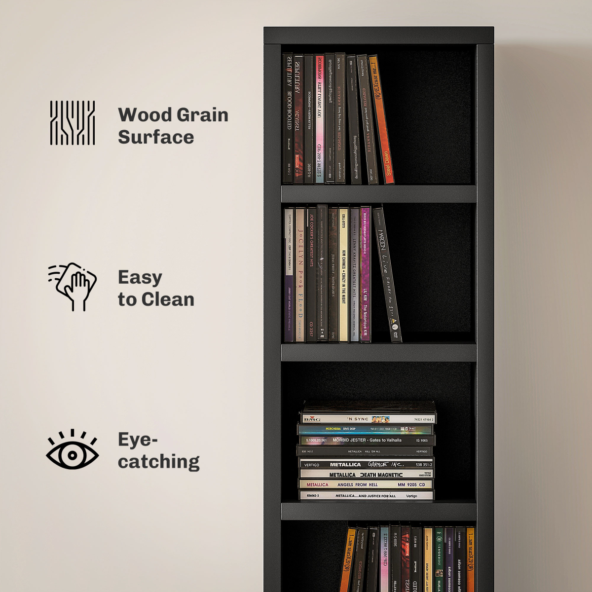 HOMCOM 204 CD Storage Tower Tall Bookcase Bookshelf with 12 Cubes