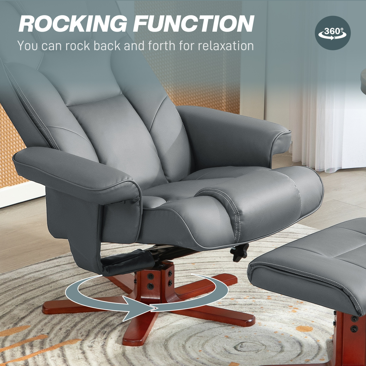HOMCOM Reclining Armchair with Footstool and Adjustable Backrest