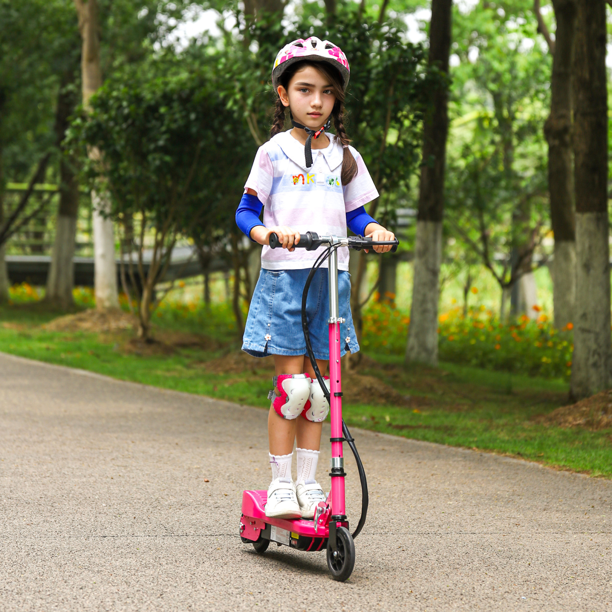 HOMCOM Folding Kids Electric Scooter for 7-14