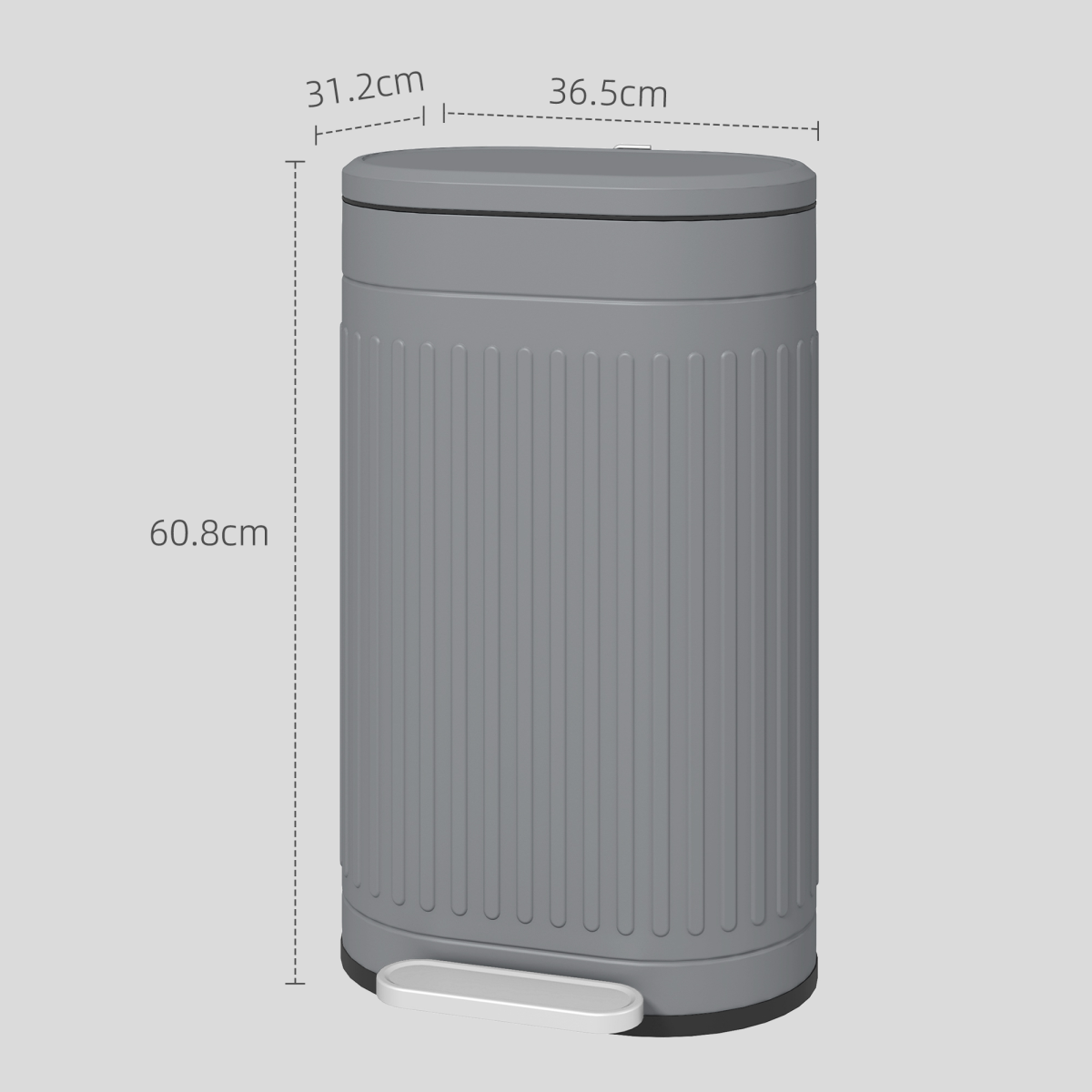 HOMCOM 20L Pedal Bin, Metal Kitchen Bin with Soft-close Lid