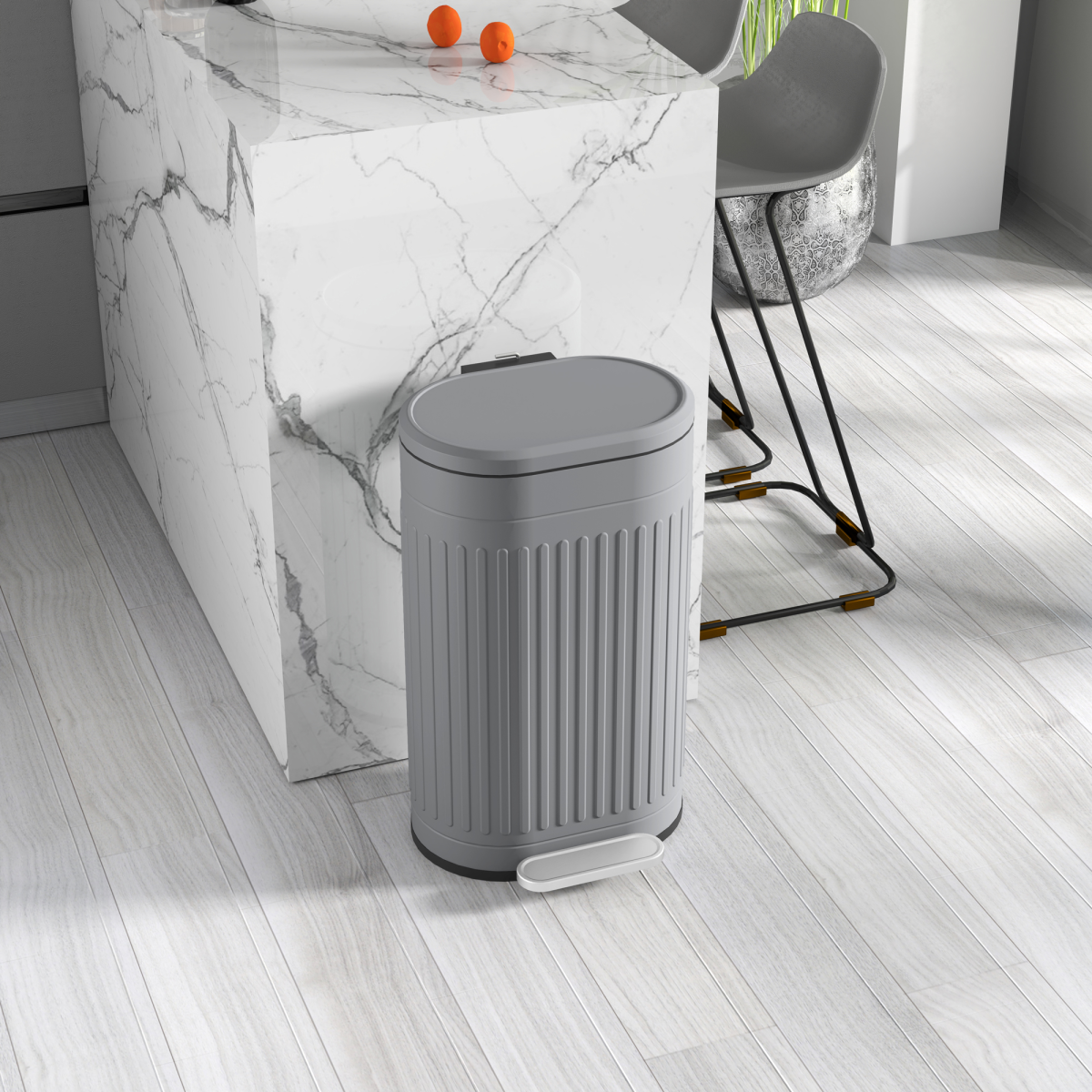 HOMCOM 20L Pedal Bin, Metal Kitchen Bin with Soft-close Lid