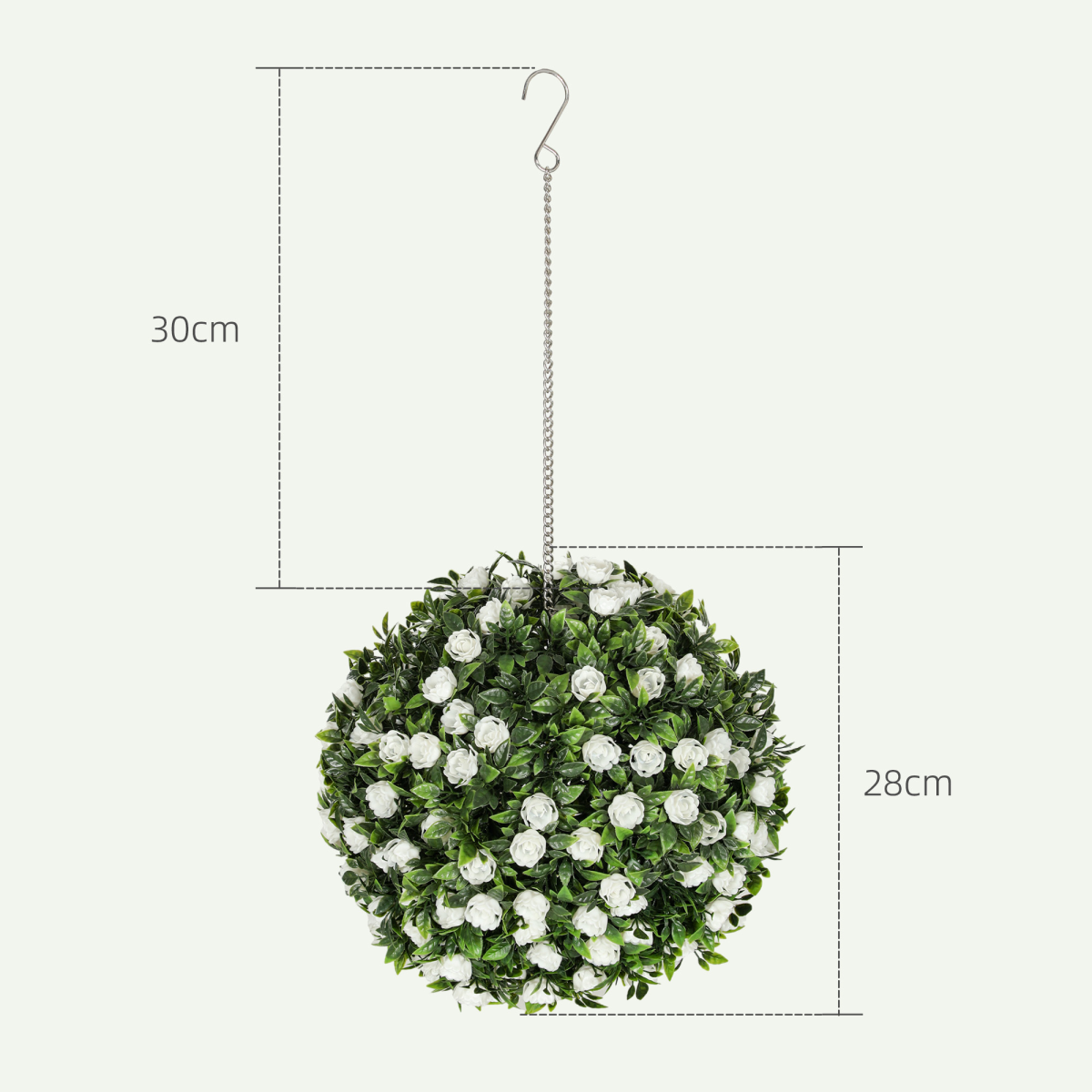 HOMCOM Set of 2 Artificial Plant Topiary Rose Balls, Faux Plants
