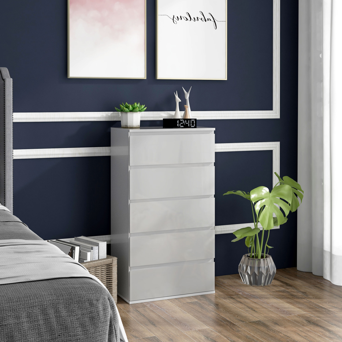 HOMCOM Bedroom Chest of Drawers, 4 Drawers Dresser, Drawer Unit