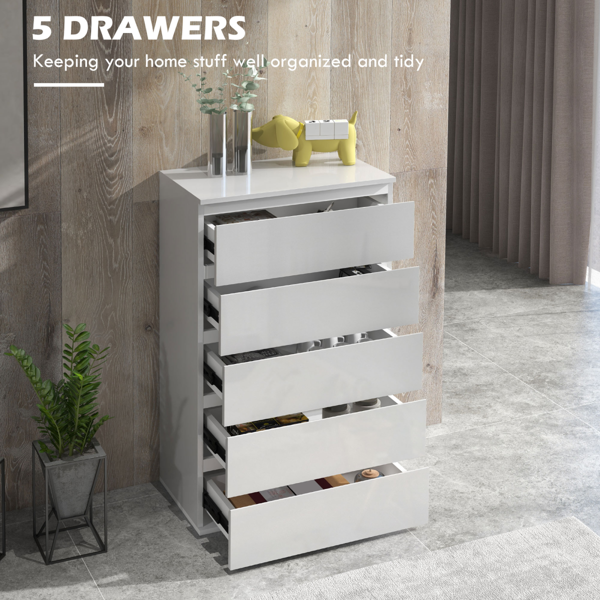 HOMCOM Bedroom Chest of Drawers, 4 Drawers Dresser, Drawer Unit