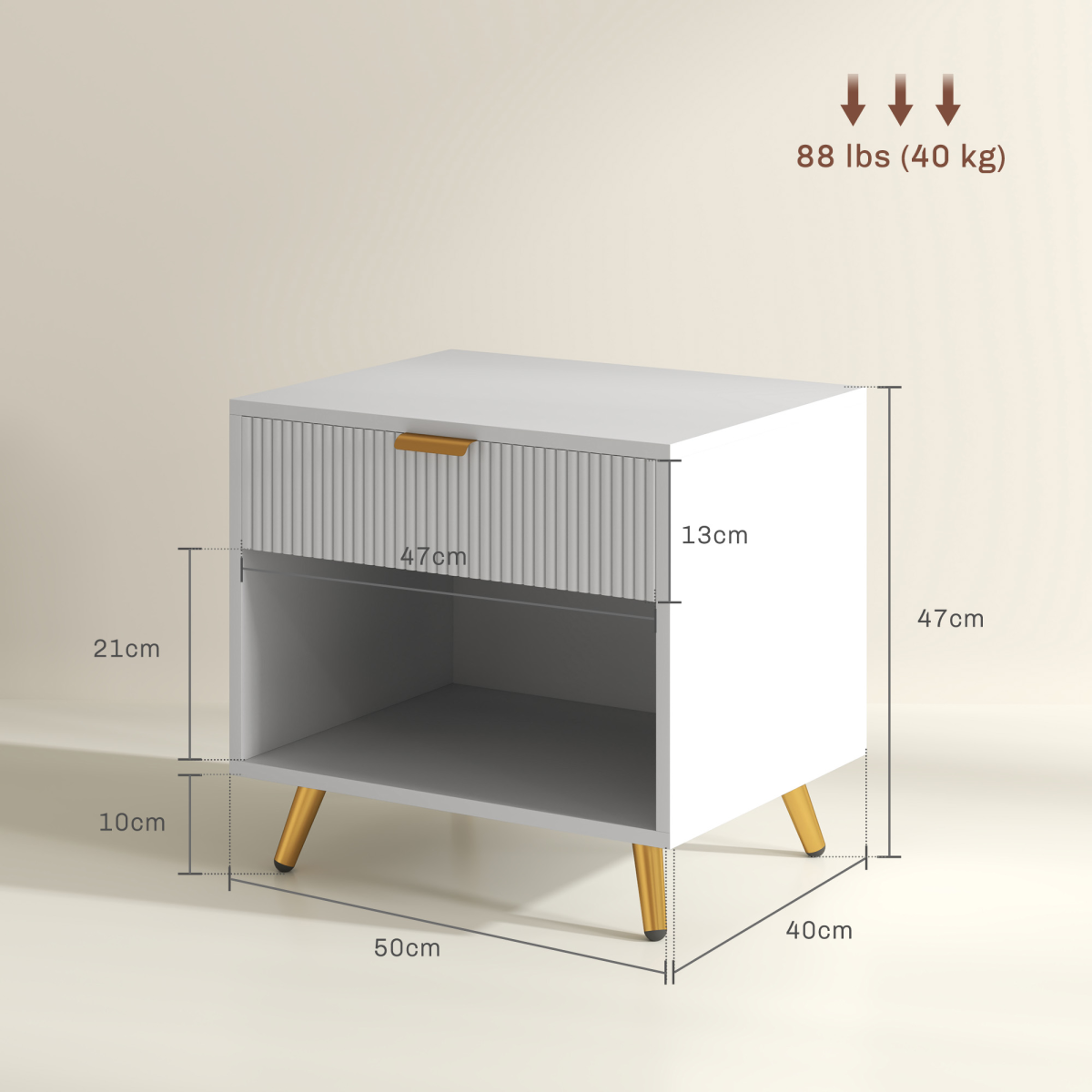 HOMCOM Small Table With Drawer, Open Compartment and Handle