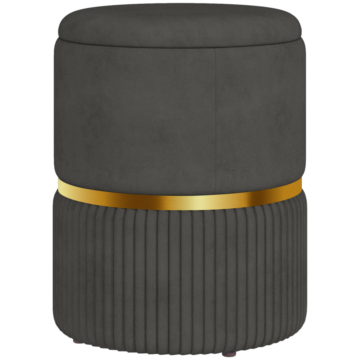 HOMCOM Round Pouffe, Storage Footstool with Cushioned Top