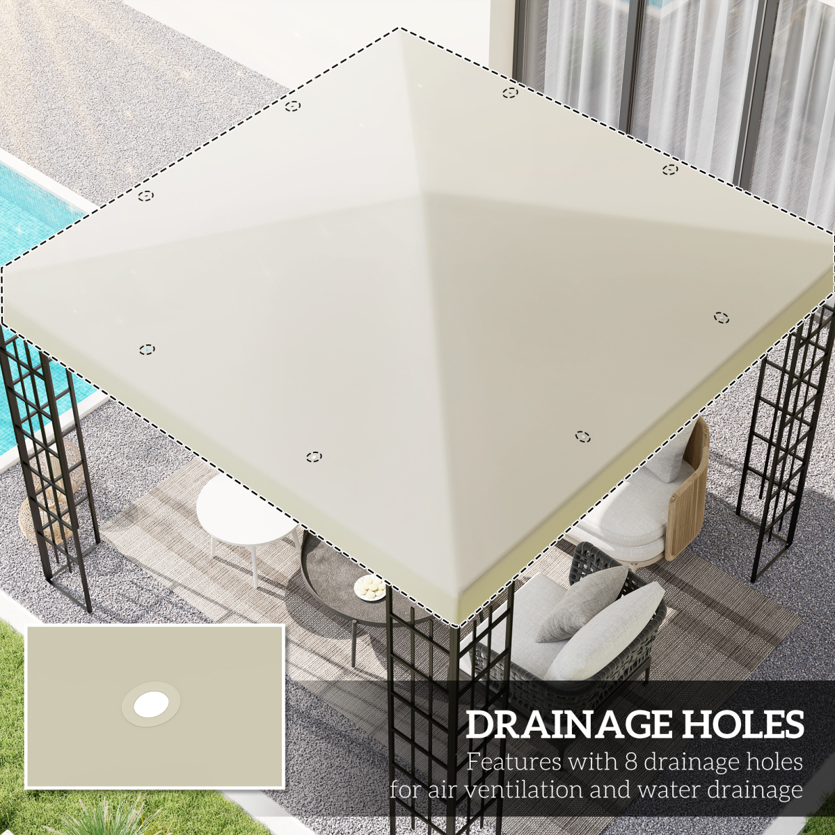 Outsunny 3 x 3(m) Gazebo Canopy Replacement Cover, UPF30+