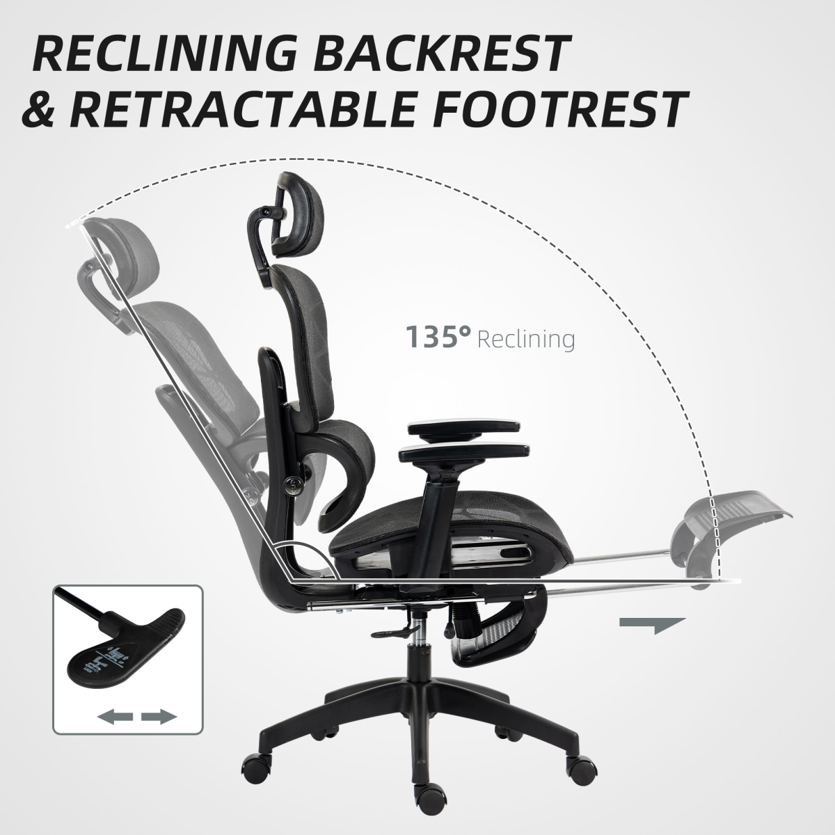HOMCOM Ergonomic Office Chair Swivel Computer Chair with 3D Armrest
