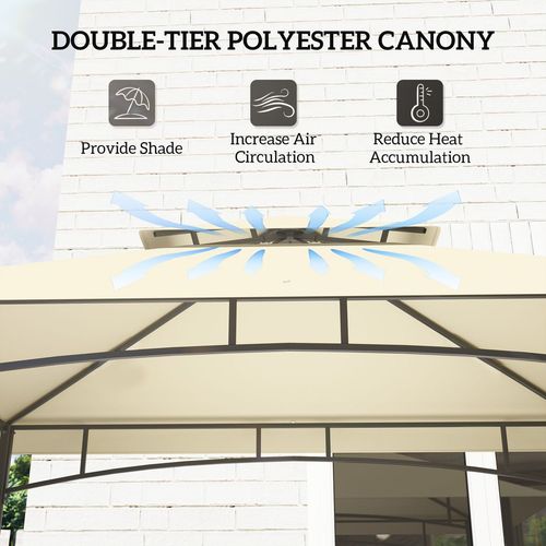 Outsunny 8' x 5' Grill Gazebo Canopy with 2 Side Shelves, Hook