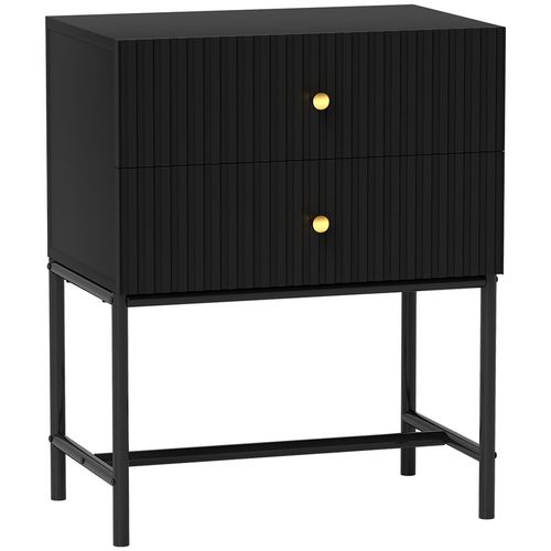 HOMCOM Modern Bedside Table with 2 Drawers for Bedroom