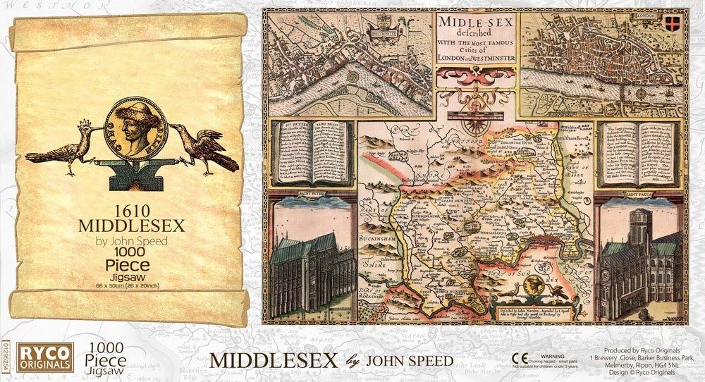 Middlesex Historical Map 1000 Piece Jigsaw Puzzle (1610)