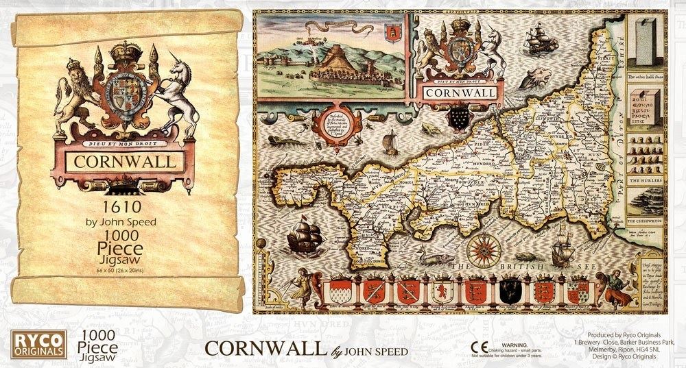 Cornwall Historical Map 1000 Piece Jigsaw Puzzle (1610)