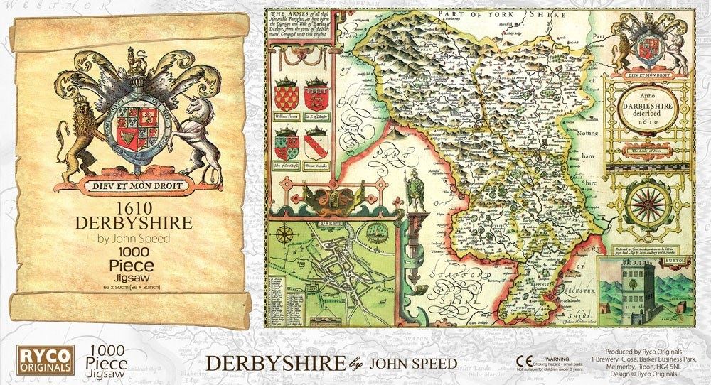 Derbyshire Historical Map 1000 Piece Jigsaw Puzzle (1610)