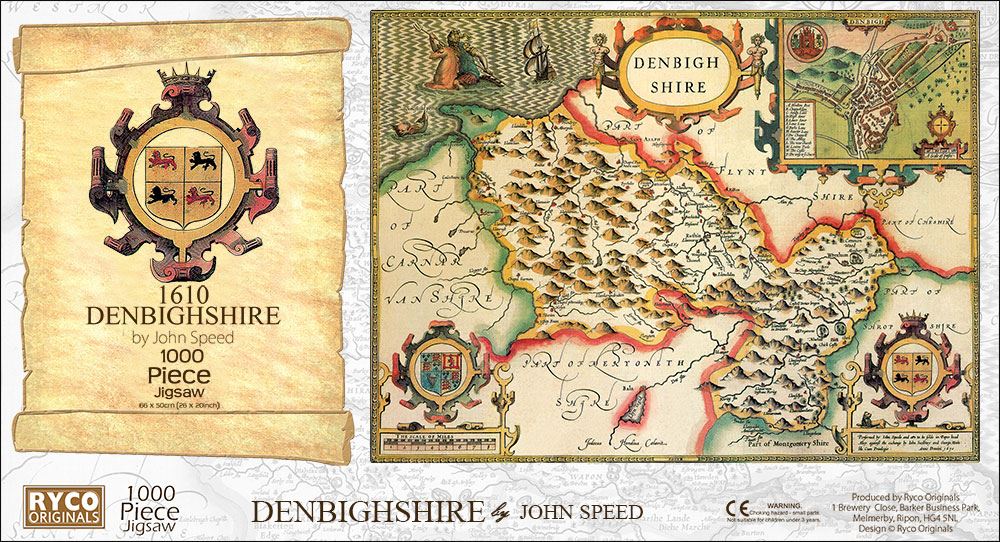 Denbighshire Historical Map 1000 Piece Jigsaw Puzzle (1610)