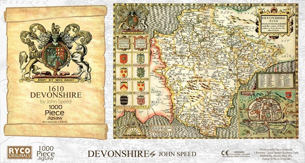 Devon Historical Map 1000 Piece Jigsaw Puzzle (1610)