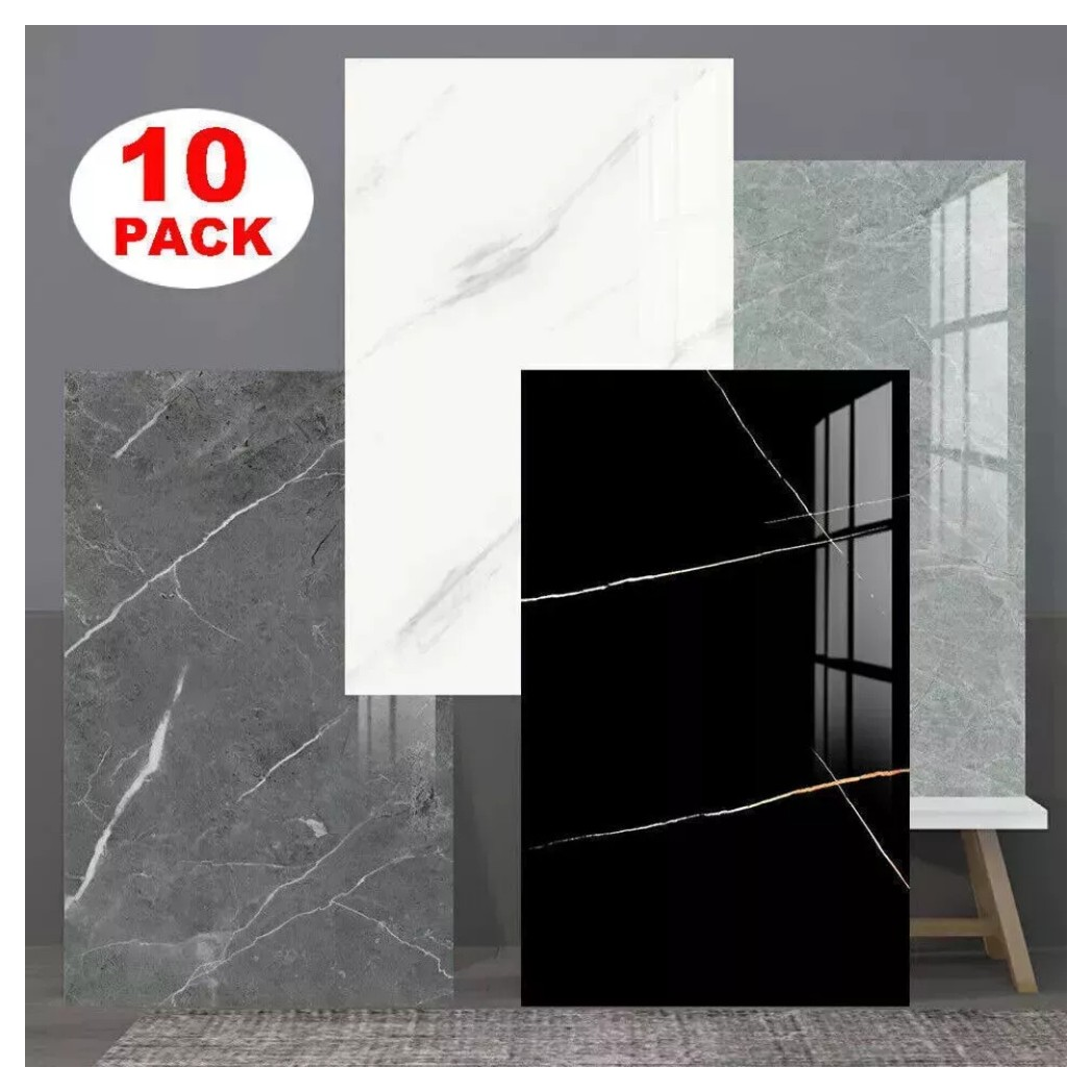 10x Marble Tiles Sticker Self-Adhesive Stick On Kitchen Home Wall Bathroom Decor