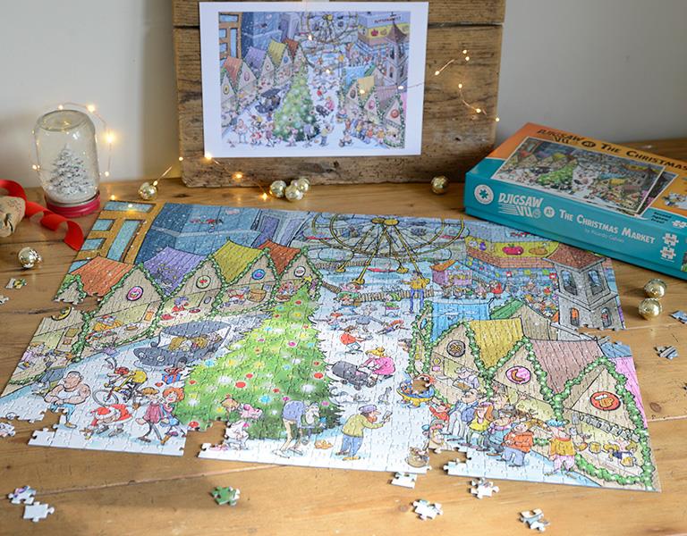Djigsaw Vu at the Christmas Market 2 x 1000 Jigsaw Puzzles